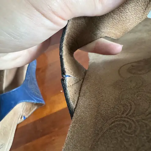 Dansko Priya Navy Leather Embossed Slip On Thong Sandal Flip Flop Women 41 Beach