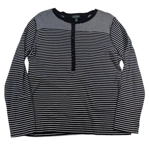 Lauren Jeans Co Striped Henley Top