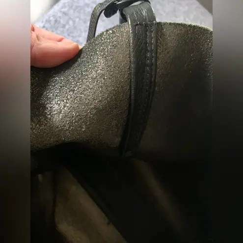 Botkier 100% Pebbled Leather Large Tote Handbag with Zipper Accents Snap Pocket