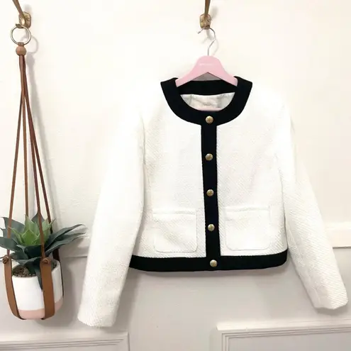 NWT J Crew Factory Black and White Tweed Lady Jacket Size 8 BS928