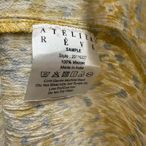 Atelier Rêve Yellow and Blue Patterned Mini Dress With Shoulder Pads Sample Size 6