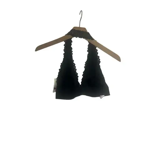 ✨PINK Victoria's Secret Black Unlined Date Floral Lace Halter Sz S Bralette✨