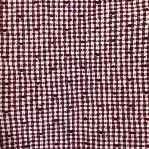 Van Heusen Stretch Berry and White Pin Check Pattern Long Sleeve Button Down S