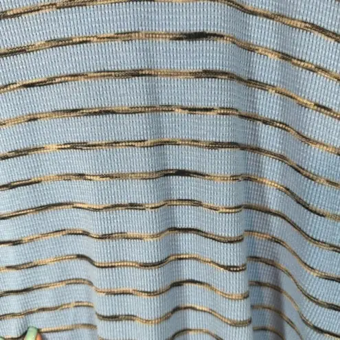 Michael Stars Blue Striped Cotton Blend Long Sleeve Blouse Women Sz OS