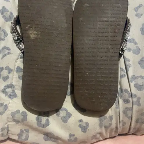 Yellow Box Black Sandals with Sparkling Embellishments