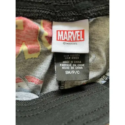 Marvel Black Superhero Logo Print Pull On Cotton Tapered Leg Pajama Pants Small