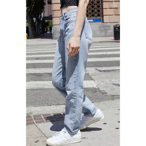 Brandy Melville John Galt Light Wash High Waisted Relaxed Fit Raw Hem Jeans 25