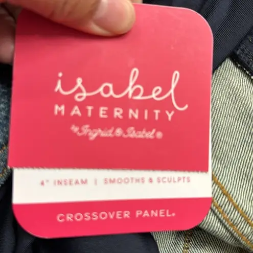 Isabel Maternity  Ingrid 4" Inseam Crossover Panel Denim Shorts Size 12 NWT #7059