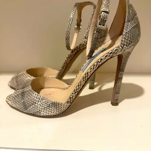 Prada -python/snake print angle wrap sandals-size 6