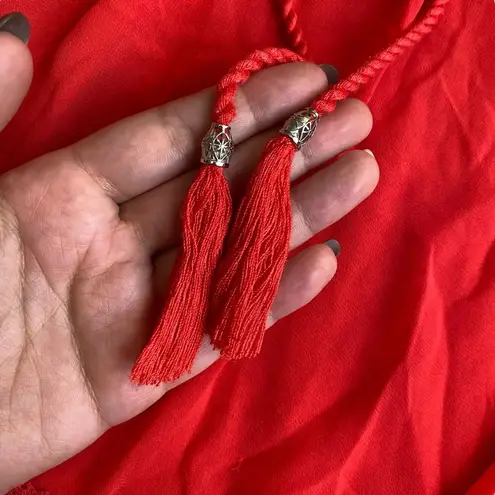 The Kooples Size S Red Semi Sheer Long Sleeve Blouse Bright Red Peasant Top Boho