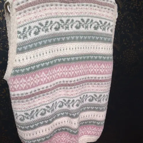 Vintage weekend Edition Patterned Knit Sweater Vest Pink Size L