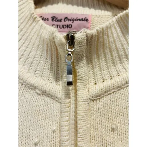 Vintage Cardinal Sweater Extra Large Beaded Sequin Pearl Holiday Zipper Closure Red Size XL