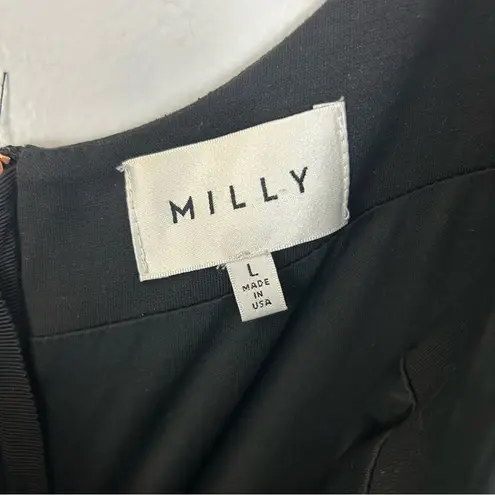 Milly Black Ruched Sleeveless Sheath Midi Dress Size Large