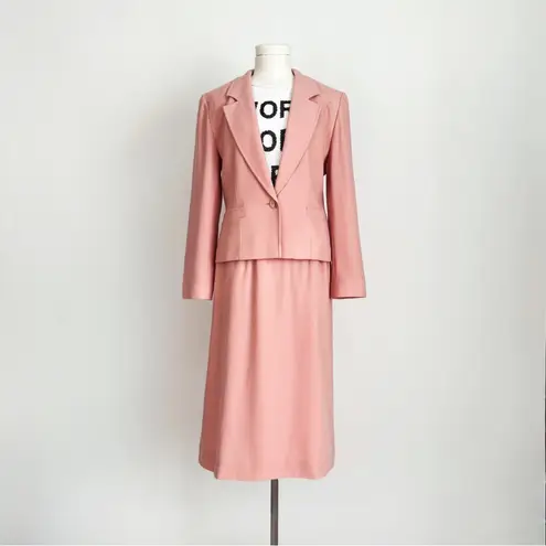 Pendleton Vintage 80’s Pure Wool Coord Skirt Suit in Dusty Rose | Size M