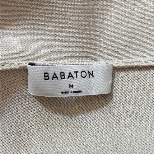 Babaton White Ribbed Fitted Crop Tank Top