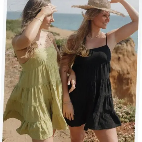 Talula Women's Sleeveless Tiered Scoop Neck Mini Summer Dress Black Size Small