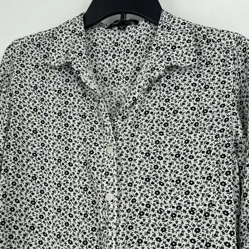 Velvet Heart  Boho Ditzy Floral Button Up Shirt White Black High Low Soft Size M