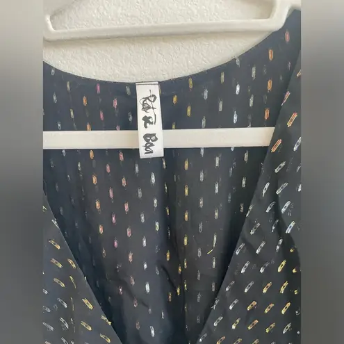 Rat & Boa Black Metallic Giorgia short sleeve V neck maxi dress L