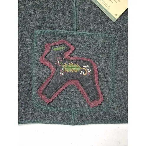 Woolrich NWT 100% Lambs Wool Charcoal Vest Bear & Deer Applique Women Sz M