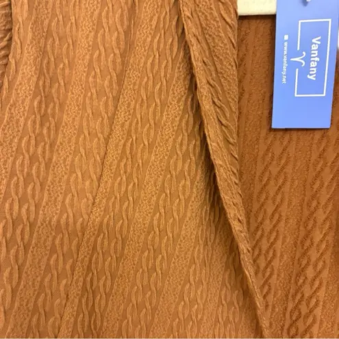 Brown Open Front Knit Cardigan Sweater Boho Casual Cozy Layering M NWT Size M