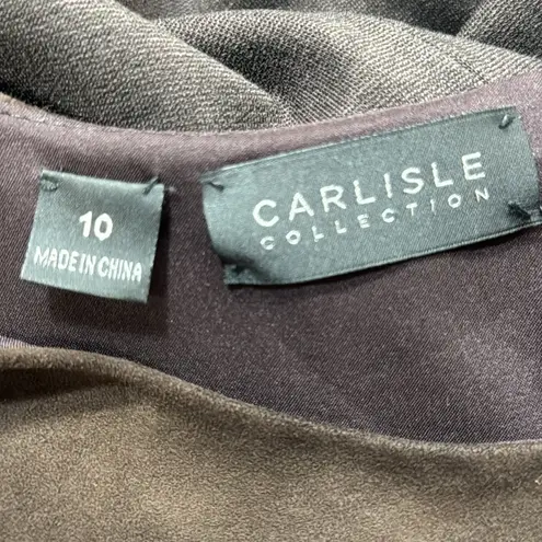 Carlisle Collection Brown With Brown Suede Neckline Shift Dress Size 10