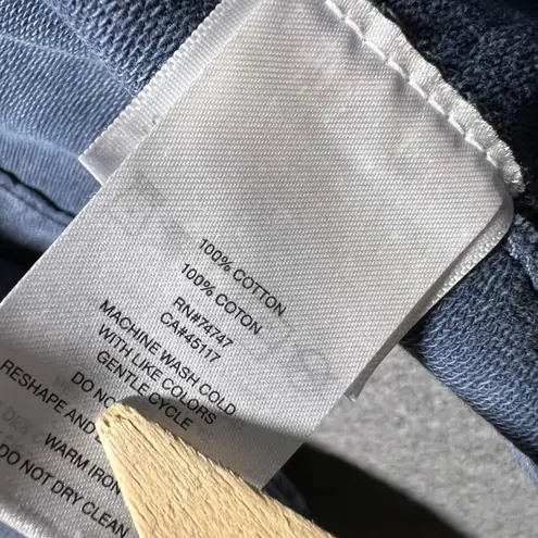 Natural Reflections Blue Washed Cotton Waterfall Cardigan Jacket Knit Sleeves L