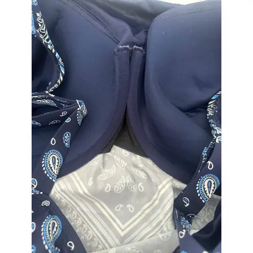 Lands' End Size 22W Paisley Floral Blue Underwire Padded Tankini Swim Top Modest