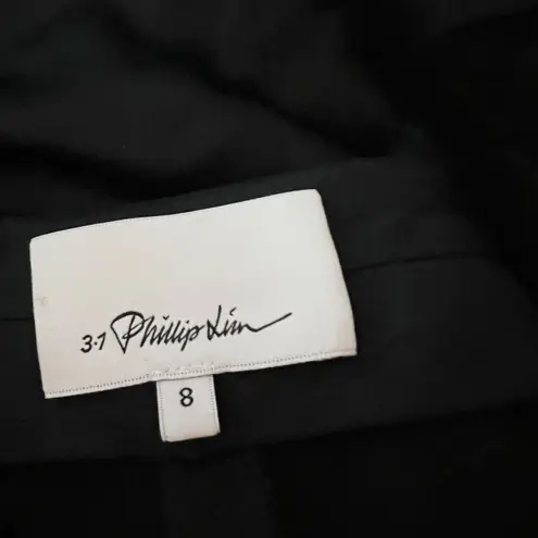 3.1 Phillip Lim Satin Beaded Tuxedo Stripe Trim Ankle Cropped Jogger Pants Black