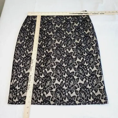 Black Label  By Evan Picone Womens Lace Floral Pencil Skirt Plus Size 14