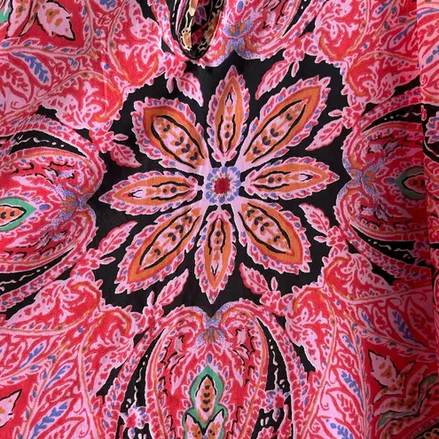 Bog Collective Bandana Tank Top, Pink Floral Bohemian Spaghetti Strap, Small