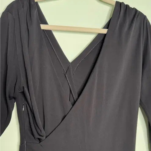 Luca Luca Made In Italy Black Faux Wrap Elegant V