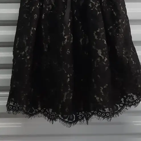 Neiman Marcus Robert Rodriguez Dress Women Size 8 Black Lace Strapless Short