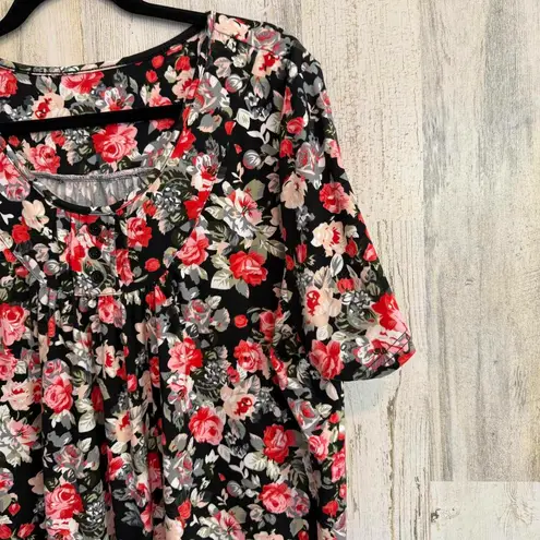 * Women's Floral Print Plus Size 3X Stylish Feminine Lightweight Summer Spring Black