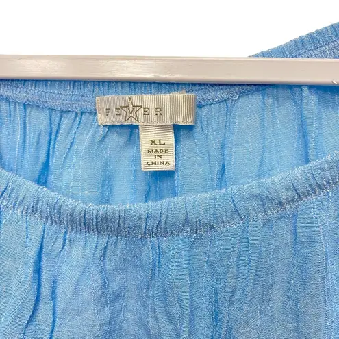 Fever Ruffle Sleeve Blouse Flowy Off Shoulder Top Baby Blue XL Peasant Beachy