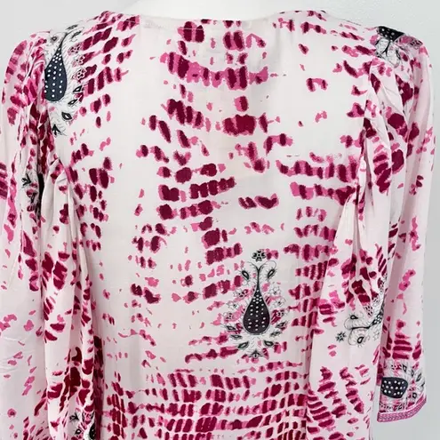 Raga New Tie Dye Metallic Print Embroidered Trim Poncho Top Pink