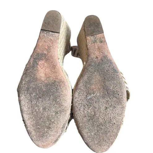 Loeffler Randall - Tessa Bow Canvas Brown Striped Espadrille 4” Wedge Sz 10