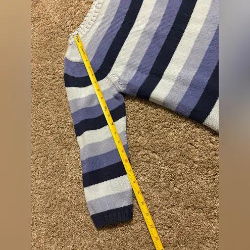 Jeanne pierre () Vintage Quarter Sleeve Cool Tones Striped Sweater: Size Large