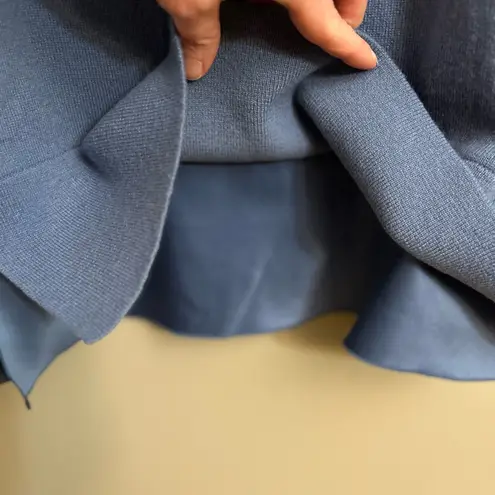 Lafayette 148 Cornflower Blue Cashmere Faux Silk Trim Sweater Top Extra Small P Size XS