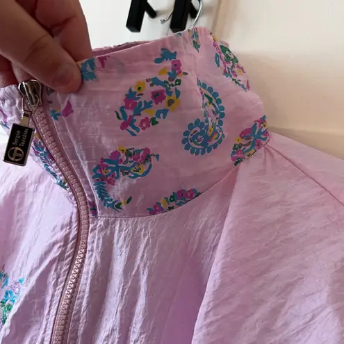 Sergio Tacchini Vintage Old School Women’s Windbreaker Paisley Jacket Size 14 Pink