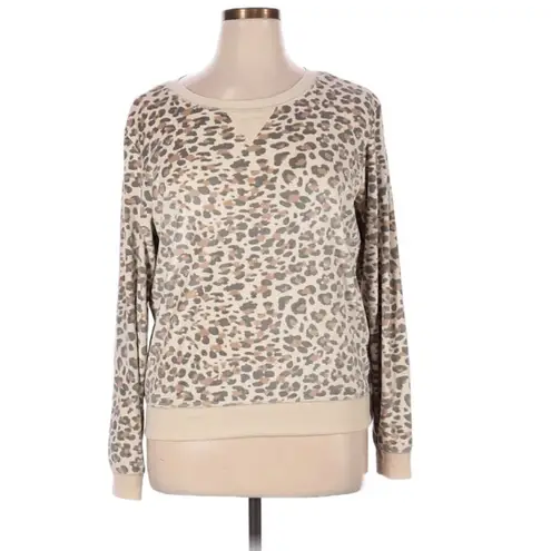 Honeydew Velour Sweatshirt Natural Leopard Tan Size XL