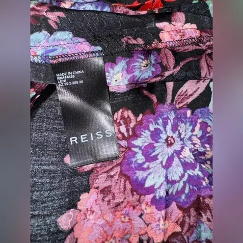 Reiss NWOT Leni Floral Flutter Sleeve Midi Dress Black Size 2