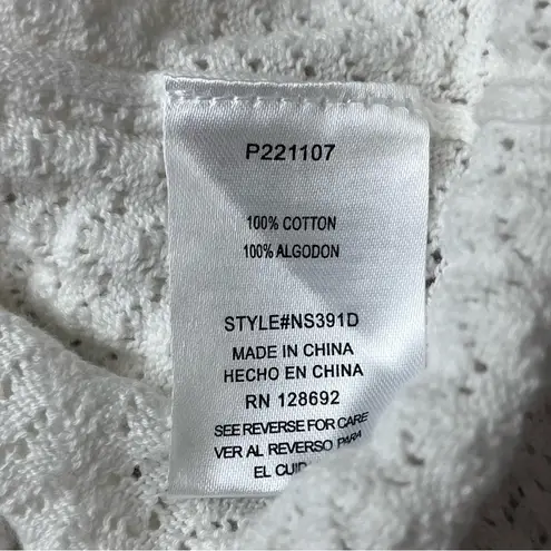 Vtg Y2K Madden NYC Women’s White Cotton Crochet Cardigan Size L Button Front Size L