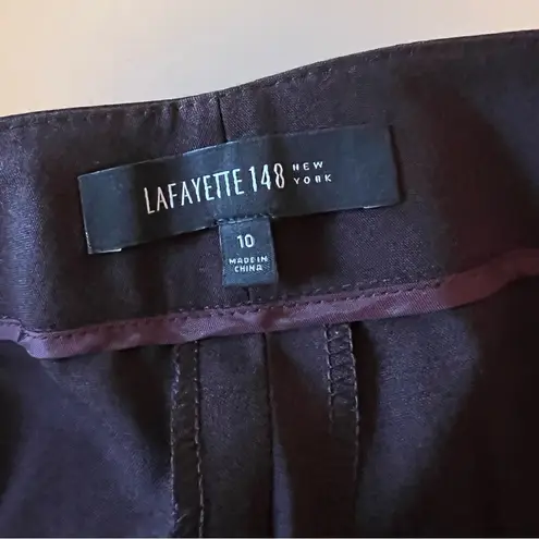 Lafayette 148 New York Irving Virgin Wool Blend Pants Plum Trousers NWT Size 10