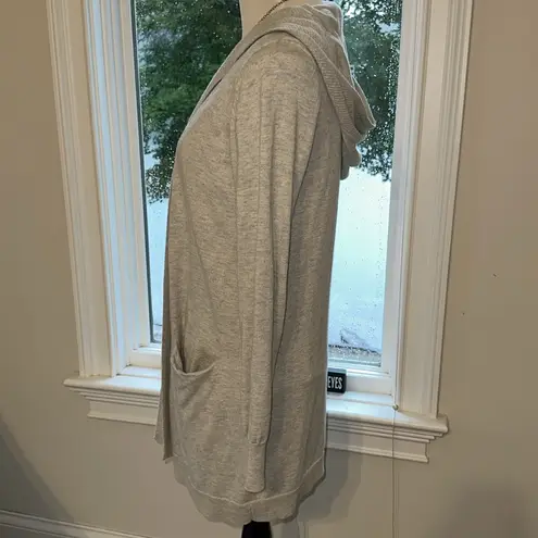 The White Company Hooded Open Cardigan, Merino/Cotton, light Grey, Medium, EUC Silver