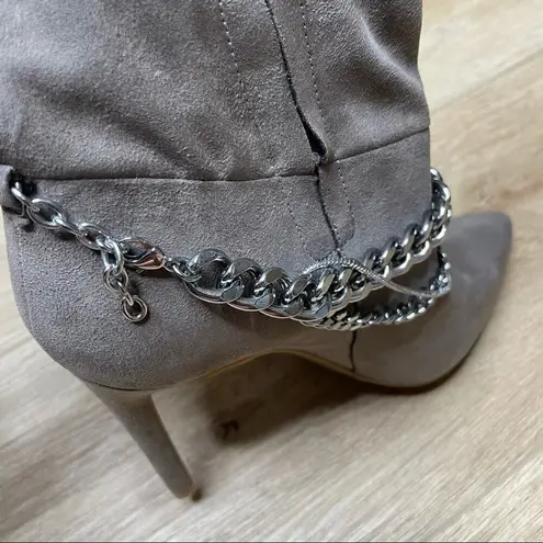INC International Concepts Women's Taupe Stiletto Reanna Chain Dress Boots sz 5