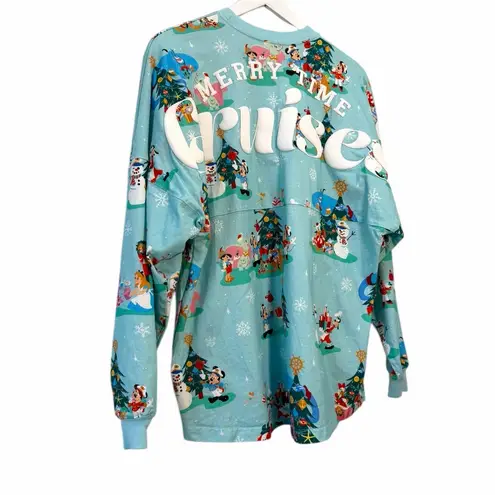 Disney Parks Merrytime Cruises Spirit Jersey Holiday Sweatshirt Size Med Blue