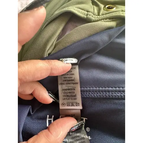 HEAT Swimwear Hawaiian Tropical Leaves Crossover Front Bikini Bottom Only S Blue