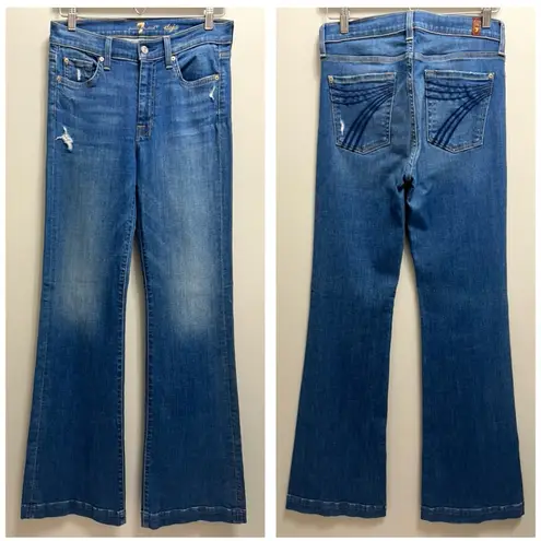 7 For All Mankind  Dojo Flare Distressed Stretch Jeans Denim