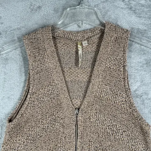 Comfy USA Cardigan Vest Sleeveless Open Knit Asymmetric Hem Lagenlook Neutral M Tan Size M