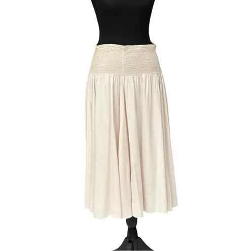 Soft Surroundings Blush Pink Smocked Waist Midi Skirt Size Small, Fully Lined